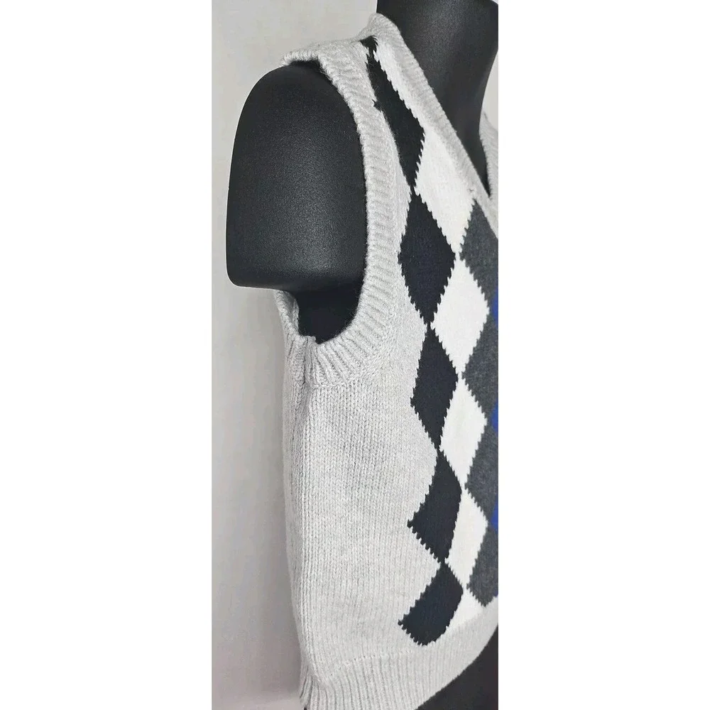 Boy's Gymboree 2010 Preppy Rocks Gray‎ Blue Argyle Sweater Vest Size 18-24 MTHS